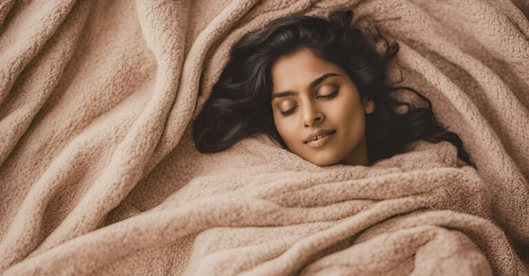 Woman sleeping peacefully under a weighted blanket